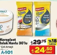 KOROPLAST ISLAK HAVLU 30'LU KOROPLAST ISLAK HAVLU 30'LU
